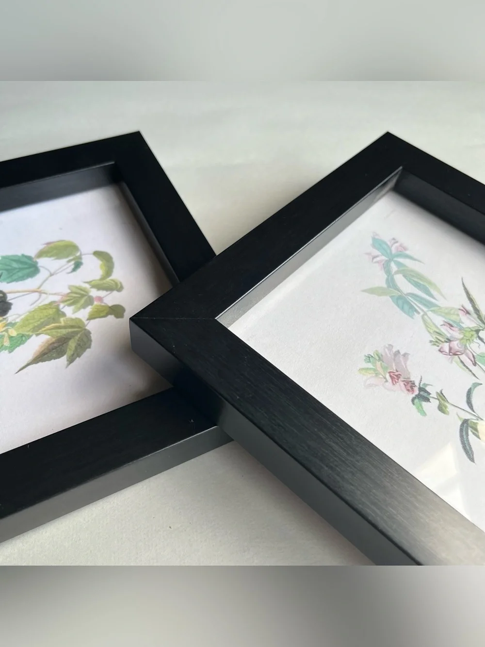 Black Wood Picture Photo Frames w/ Fine Art Prints-Set of 2
